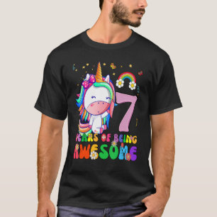 Geweldige prinses Unicorn Birthday 7-jarig meisje T-shirt