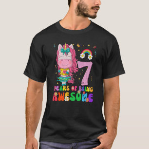 Geweldige prinses Unicorn Birthday 7-jarig meisje T-shirt