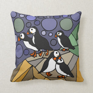 Geweldige Puffin Birds Art Abstract Kussen