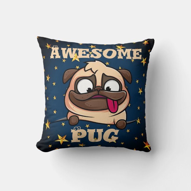Geweldige Pug Sierkussen (Voorkant)