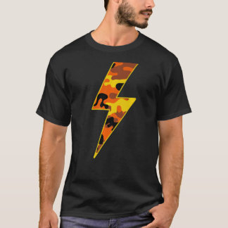 Geweldige Retro Herfst Oranje Camo Lightning Bolt T-shirt