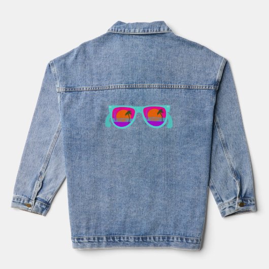 Geweldige Retro Neon 80 Zonnezonnebril Denim Jacket (Achterkant)