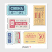 Geweldige Retro Theater-tickets Sticker (Vel)