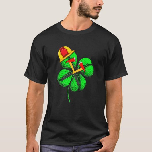Geweldige Saint Patrick S Day Firefighter Shamrock T-shirt (Voorkant)