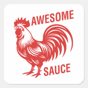 Geweldige saus Haan Grappig Vierkante Sticker