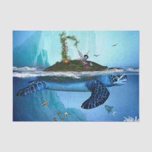 Geweldige schildpad met fee en vogels tissuepapier