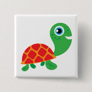 Geweldige Schildpad Vierkante Button 5,1 Cm