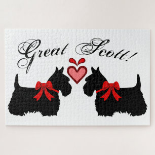 "Geweldige Scott!", Scottish Terrier dog/red hart Legpuzzel