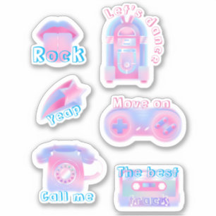 Geweldige set roze muziekretro sticker