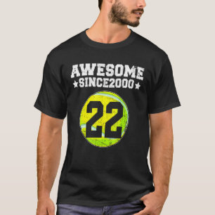 Geweldige sinds 2000 Tennis 22e verjaardag 22 jaar T-shirt