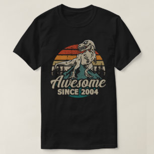 Geweldige sinds 2004 Retro Dinosaur 18e verjaardag T-shirt