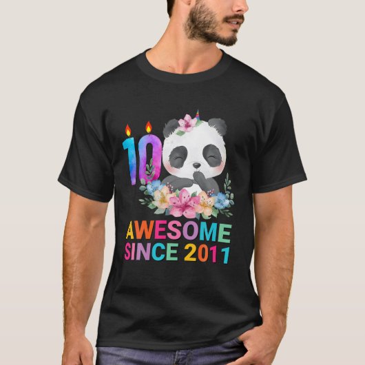 Geweldige sinds 2011 Cute Panda 10 jaar oud 10th B T-shirt (Voorkant)