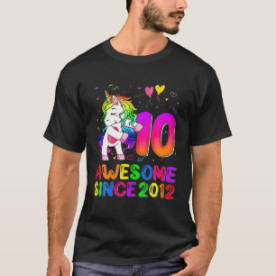 Geweldige sinds 2012 Flossing Unicorn 10e verjaard T-shirt