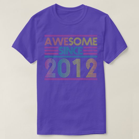 Geweldige sinds 2012 Grappig kleurrijk 2012 Verjaa T-shirt (Design voorkant)