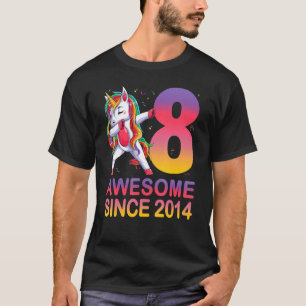 Geweldige sinds 2014 Dabbing Unicorn B Dag 8 JAAR  T-shirt