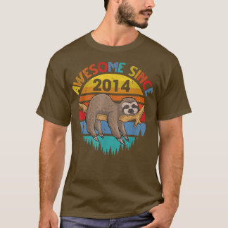 Geweldige sinds 2014 Sloth Birthday 8 Years old Bi T-shirt