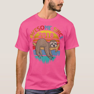 Geweldige sinds 2018 Sloth Birthday 4 Years old Bi T-shirt