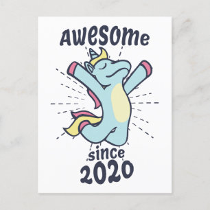 Geweldige sinds 2020 - Kids Birthday Unicorn Briefkaart
