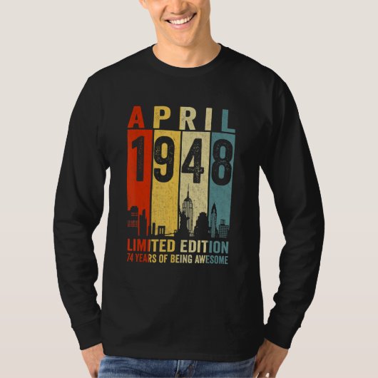 Geweldige sinds april 1948 74e  geboortedag t-shirt (Voorkant)
