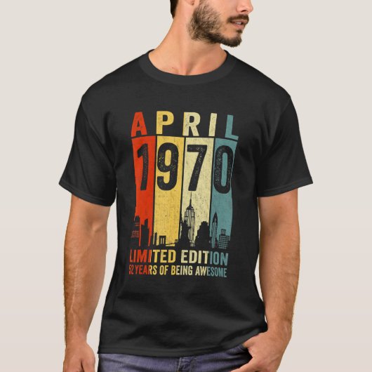 Geweldige sinds april 1970 52e verjaardag  Ret T-shirt (Voorkant)