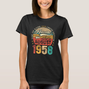 Geweldige sinds augustus 1958 Retro 65 jaar oud 65 T-shirt