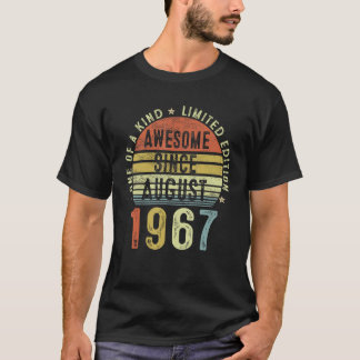 Geweldige sinds augustus 1967 55 jaar oud 55e gebo t-shirt