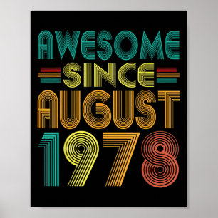 Geweldige sinds augustus 1978 Jaar 47e Verjaardag Poster