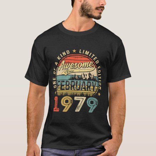 Geweldige sinds februari 1979 44 jaar oude 44e geb t-shirt (Voorkant)