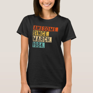 Geweldige sinds maart 1964 59 jaar oud 59e geboort t-shirt