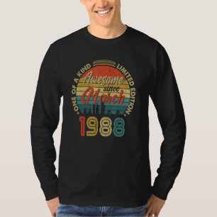Geweldige sinds maart 1988 34e verjaardag t-shirt