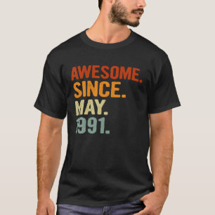 Geweldige sinds mei 1991 Retro 30 jaar oud 30 jaar T-shirt