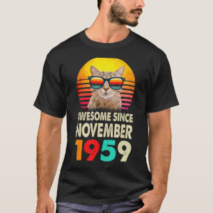 Geweldige sinds november 1959 63e verjaardag Kat V T-shirt