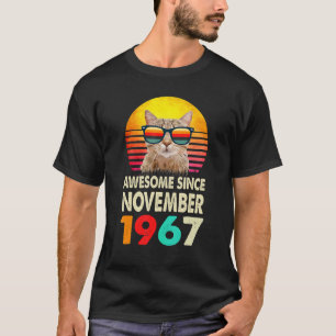 Geweldige sinds november 1967 55e verjaardag kat v t-shirt