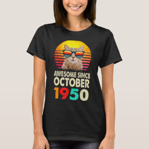Geweldige sinds oktober 1950 72e verjaardag Kat Vi T-shirt