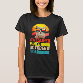 Geweldige sinds oktober 1951 71e geboortecatten Ma T-shirt