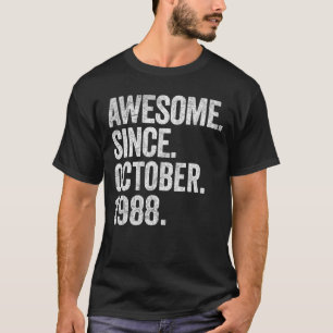 Geweldige sinds oktober 1988 34e verjaardag 34 jaa t-shirt