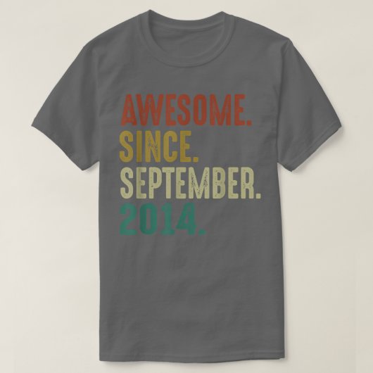 Geweldige sinds september 2014 8e verjaardag t-shirt (Design voorkant)