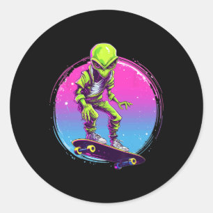 Geweldige Skateboard-shirts Alien Skater - Skatebo Ronde Sticker