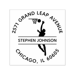 Geweldige Slam Dunk Basketbal Ronde Retouradres Zelfinktende Stempel