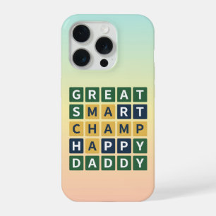 GEWELDIGE SLIMME KAMPIOEN GELUKKIGE PAPPIE Wordle iPhone 15 Pro Hoesje