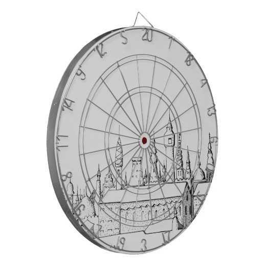 geweldige stad . kunstwerk . zwart - wit dartbord (Voorkant Links)