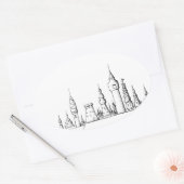 geweldige stad . kunstwerk . zwart - wit ovale sticker (Envelop)