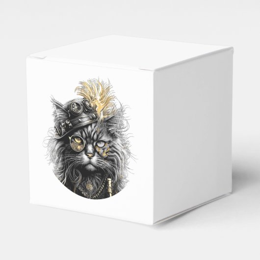 Geweldige Steampunk Kat Bedankdoosjes (Voorkant Zijde)