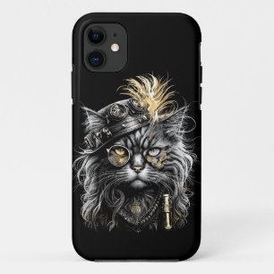 Geweldige Steampunk Kat iPhone 11 Hoesje