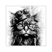 Geweldige Steampunk Kat Rubberstempel (Afrduk)