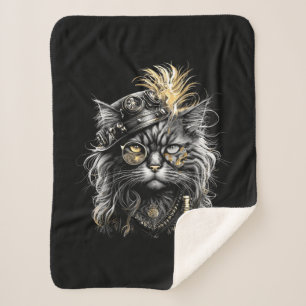 Geweldige Steampunk Kat Sherpa Deken