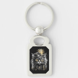 Geweldige Steampunk Kat Sleutelhanger