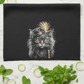 Geweldige Steampunk Kat Theedoek (Gevouwen)