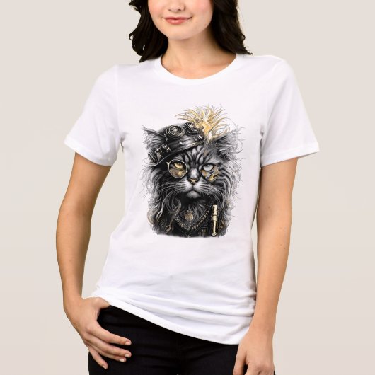 Geweldige Steampunk Kat Tri-Blend Shirt (Voorkant)