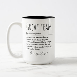 Geweldige Team Definition Custom Funny Appreciatio Tweekleurige Koffiemok